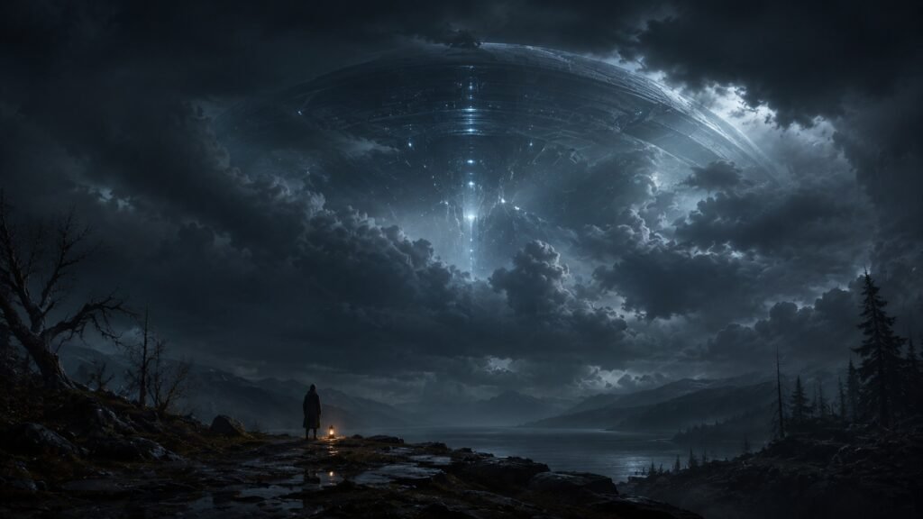 Colosso Celestial Sobre o Lago Sombrio