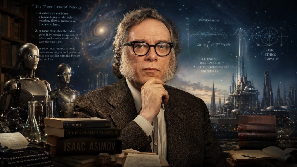 Retrato Sci-Fi de Isaac Asimov e Robótica