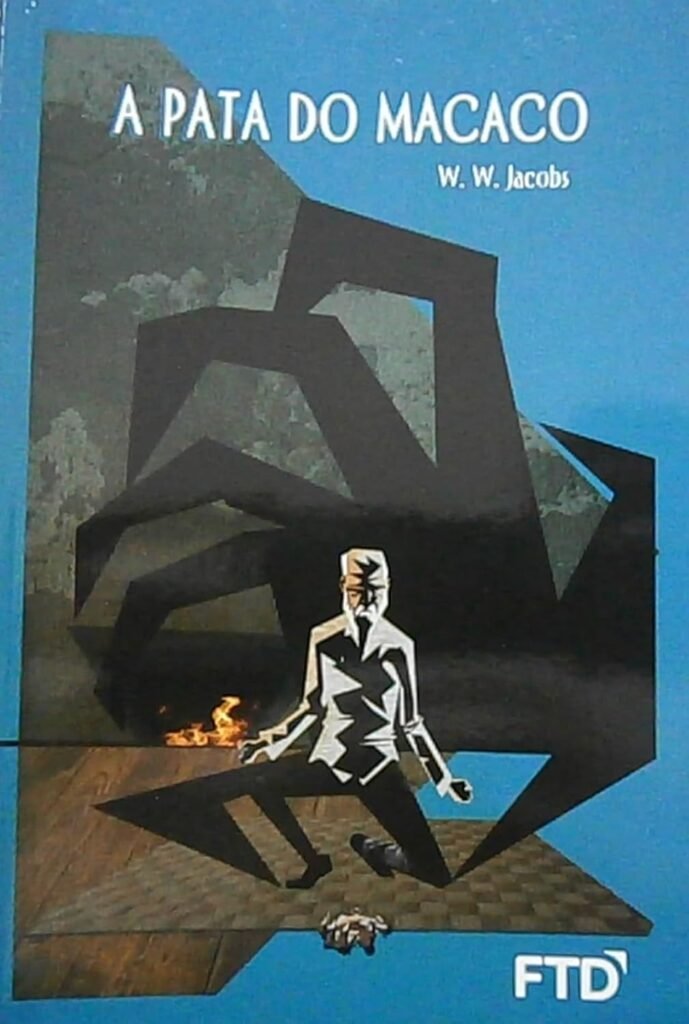 Capa de A pata do macaco, de W. W. Jacobs, com uma figura sentada em uma paisagem escura.