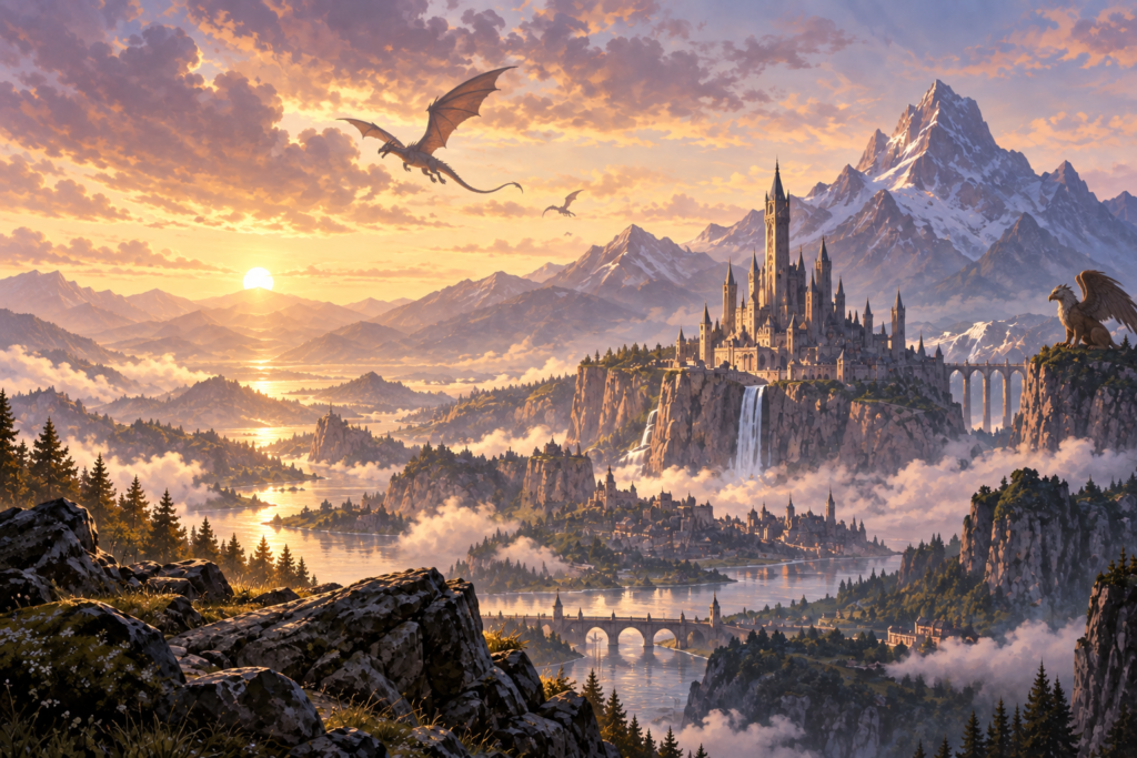 Representação de alta fantasia em arte destacada para o Arquivo do Fantástico