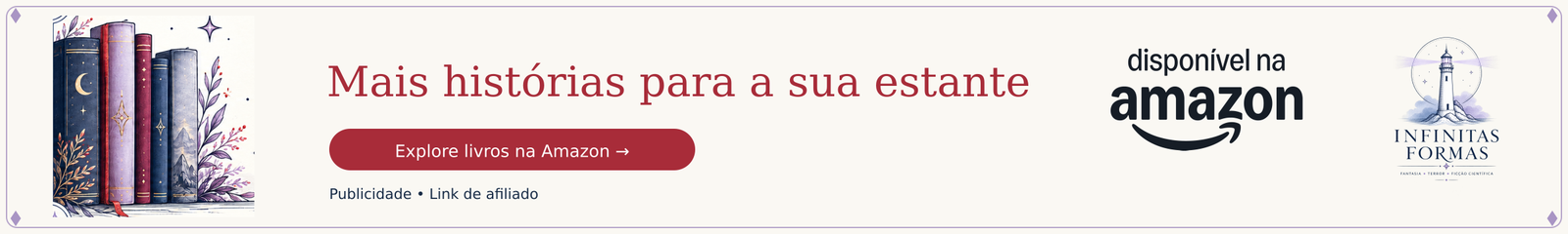 Mais histórias para a sua estante — explore livros na Amazon. Publicidade com link de afiliado.